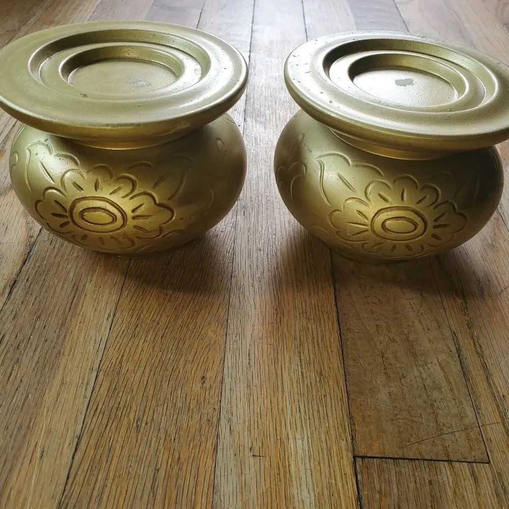 Vintage Floral Engraved Pillar Candle Holder Made In Japan